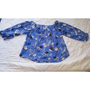 Express off shoulder blue floral blouse